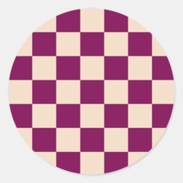 Adesivo Redondo Maroon and beige checkerboard pattern