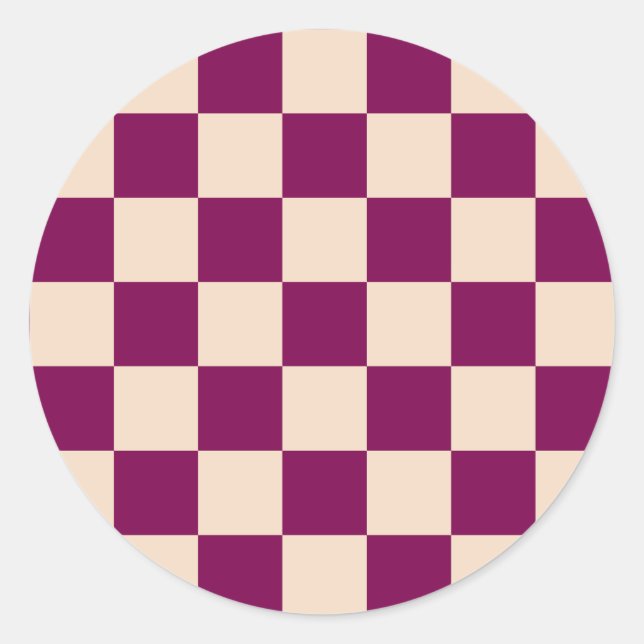 Adesivo Redondo Maroon and beige checkerboard pattern (Frente)