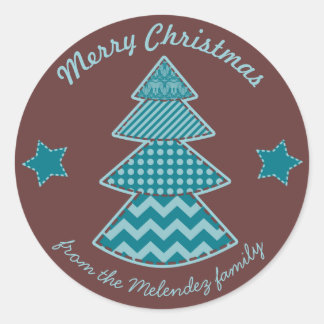 Adesivo Redondo Maroon Aqua Teal Quilado de Natal