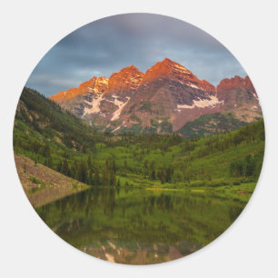 Adesivo Redondo Maroon Bells Reflete No Calm Maroon Lake 3