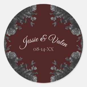 Adesivo Redondo Maroon Black Cinza Rosa Gothic Weding