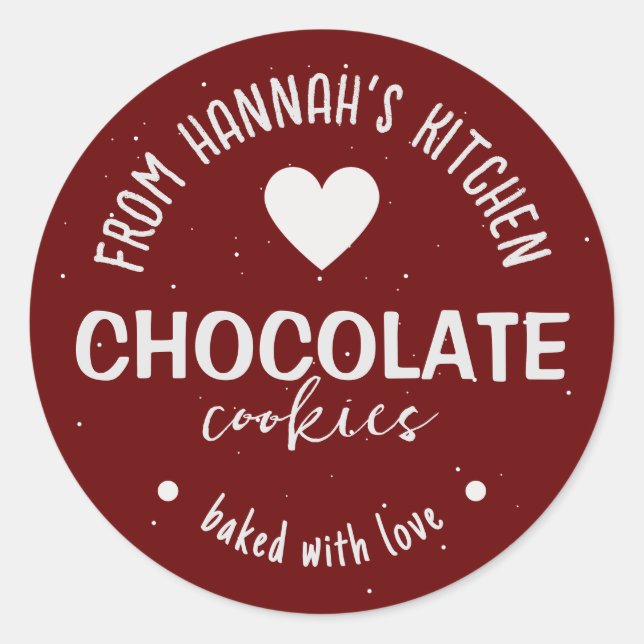 Adesivo Redondo Maroon Glitter Background Feito Com Amor (Frente)