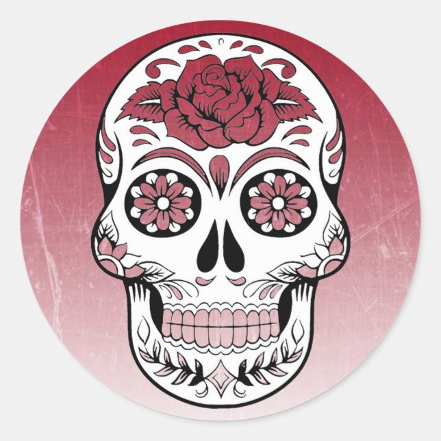 Adesivo Redondo Maroon Sugar Skull (Frente)