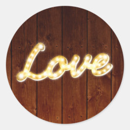 Adesivo Redondo Marquee Lights Love Sticker - conselho de celeiro