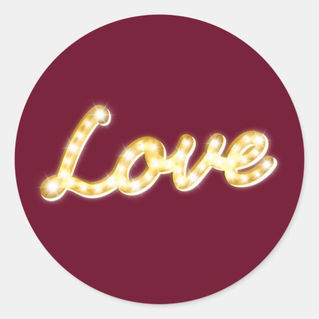 Adesivo Redondo Marquee Lights Love Sticker - Marsala (Frente)