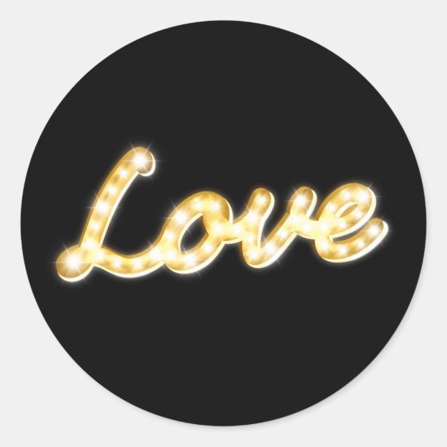 Adesivo Redondo Marquee Lights Love Sticker - preto (Frente)
