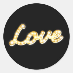 Adesivo Redondo Marquee Lights Love Sticker - preto