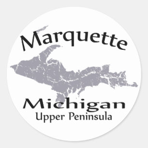 Adesivo Redondo Marquette Michigan Map Design Sticker