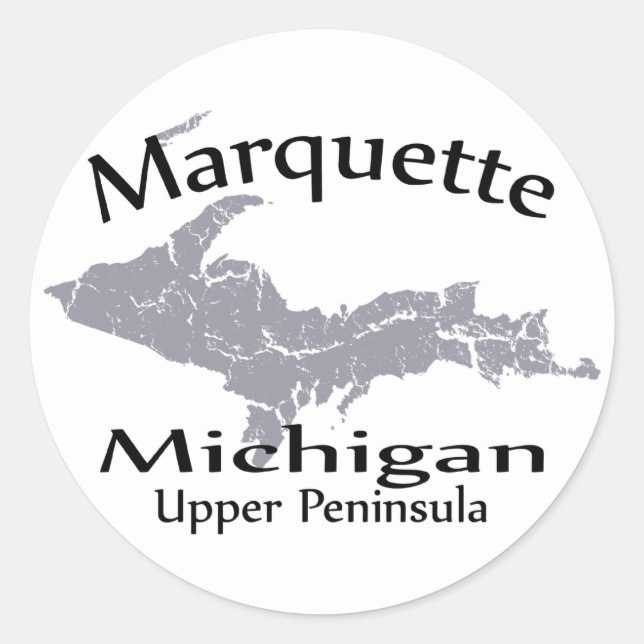 Adesivo Redondo Marquette Michigan Map Design Sticker (Frente)