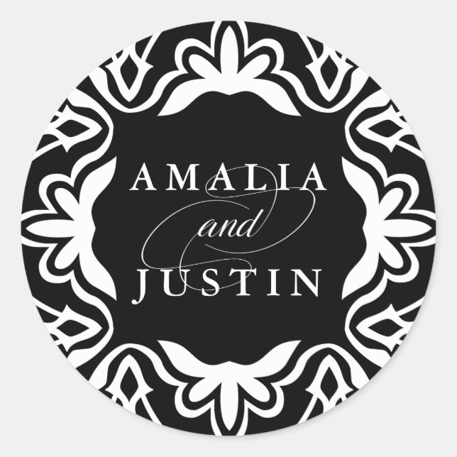 Adesivo Redondo Marrakesh Wedding Sticker | Preto (Frente)