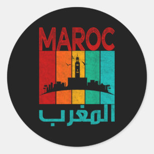 Adesivo Redondo Marrocos Antigo Eu Amo Mapa de Marrocos Futebol Ma