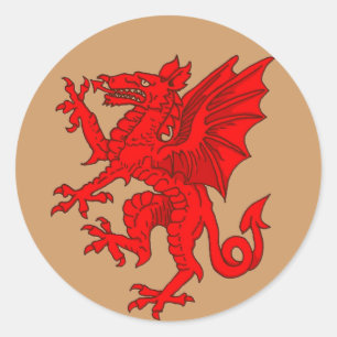 Adesivo Redondo Marrom do dragão de Galês - personalizado