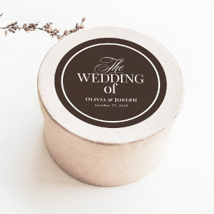 Adesivo Redondo Marrom Luxo com Borda Casamento Elegante