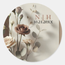 Marrom Neutro Floral Café com Leite Mocha Casament