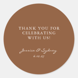 Adesivo Redondo Marrom-Quente-Quente Russo Obrigado Casamento