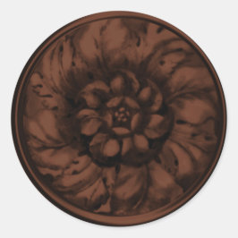 Adesivo Redondo Marrom Vintage Barroco Emboscada Olhar Selo