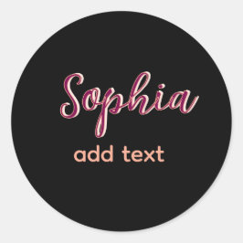 Adesivo Redondo marron adicione name girl patrão texto preto elega