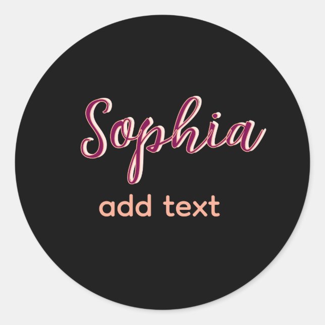 Adesivo Redondo marron adicione name girl patrão texto preto elega (Frente)