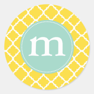 Adesivo Redondo Marroquino amarelo elegante Quatrefoil