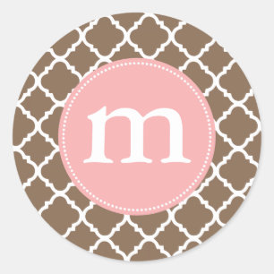 Adesivo Redondo Marroquino elegante Quatrefoil de Brown