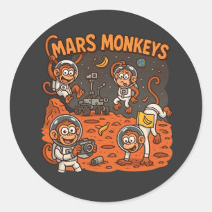 Adesivo Redondo Mars Monkeys animal engraçado