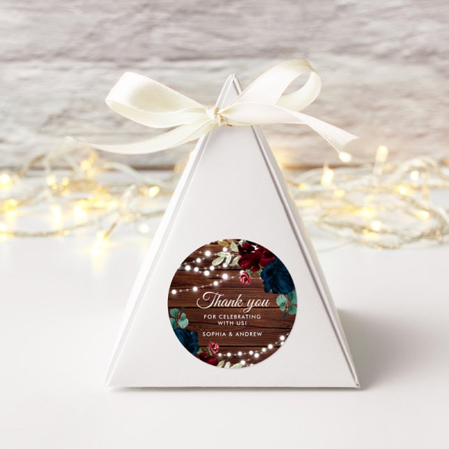 Adesivo Redondo Marsala & Marinho Rustic Weding Cercle Sticker (Criador carregado)