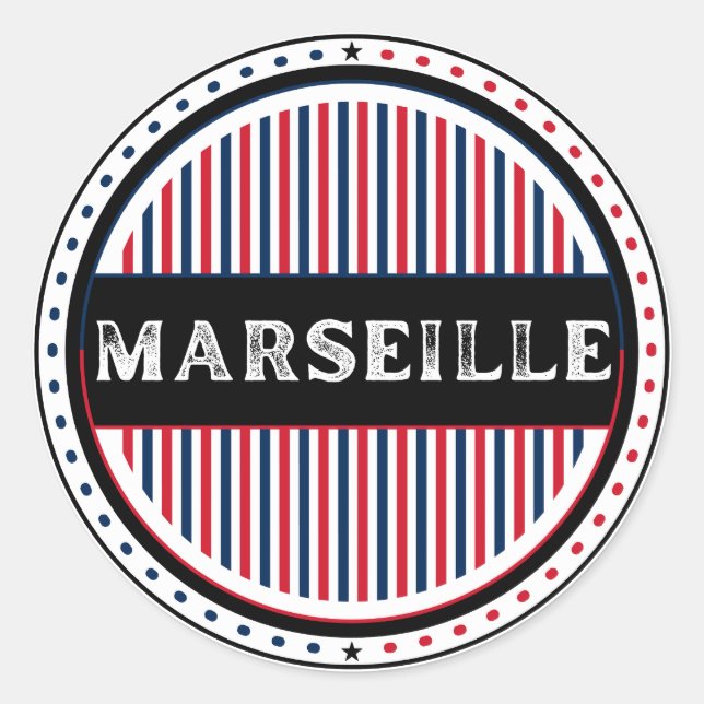 Adesivo Redondo Marseille City Pride Emblem – French Identity (Frente)