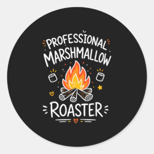 Adesivo Redondo Marshmallow s'mores de fogueira de acampamento