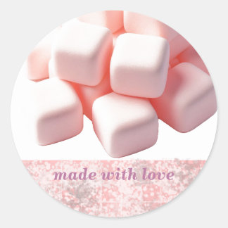 Adesivo Redondo Marshmallows Rosa Fluffy Quadrado