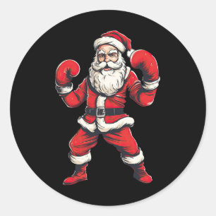 Adesivo Redondo Mart de Natal do Boxer do Santa Claus Boxer