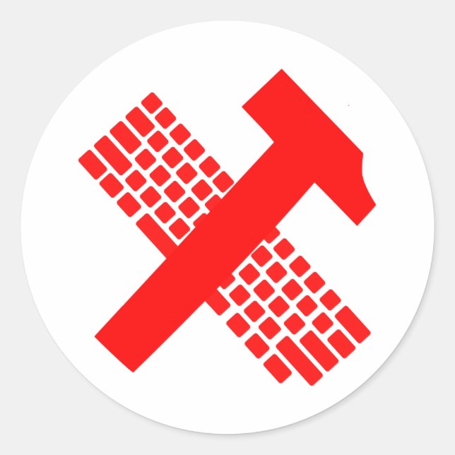 Adesivo Redondo Martelo e teclado (Frente)