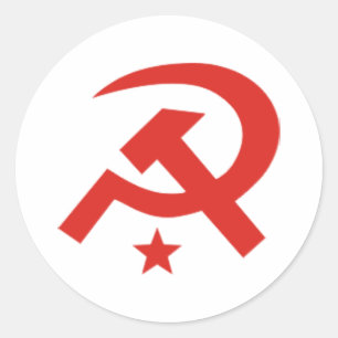 Adesivo Redondo Martelo soviético e design de foice