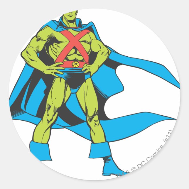 Adesivo Redondo Martian Manhunter Poses (Frente)