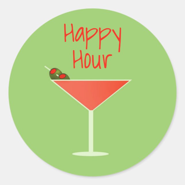 Adesivo Redondo Martini Happy Hour Envelope Seals (Frente)