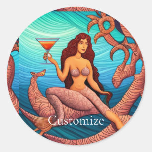 Adesivo Redondo Martini Mermaid Thunder_Cove de cabelos longos
