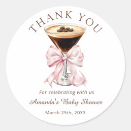 Adesivo Redondo Martini Pink Baby Shower Thank you Sticker