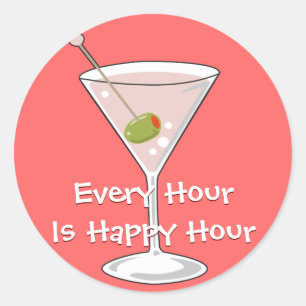 Adesivo Redondo Martini Sticker Rosa