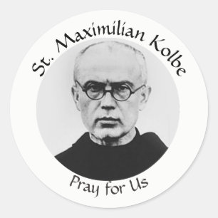 Adesivo Redondo Mártir do católico do St. Maximilian Kolbe