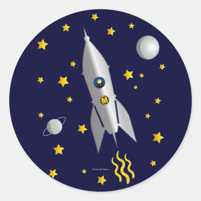 Adesivo Redondo Martzkins In Outer Space Stickers © 2012 M. Martz (Frente)