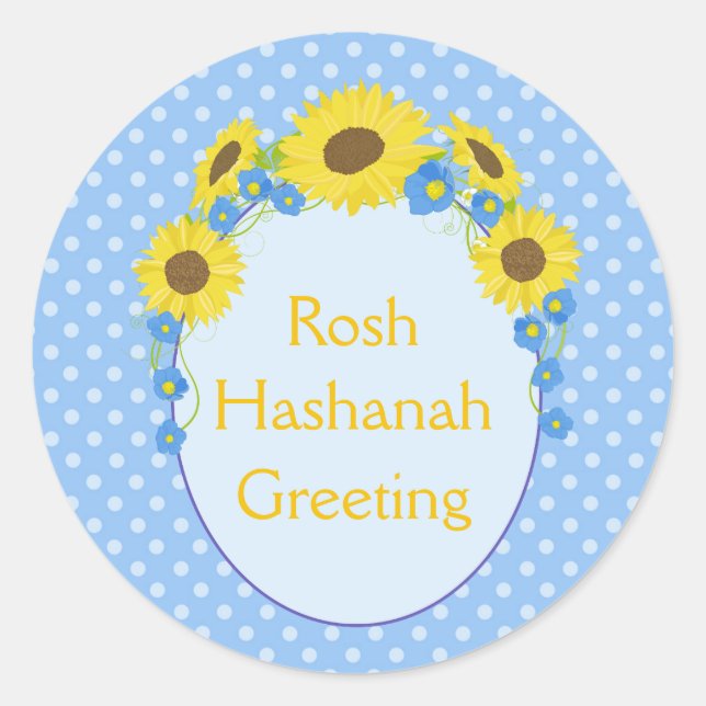 Adesivo Redondo Marvelh Rosh Hashanah Sunflower Greeting (Frente)