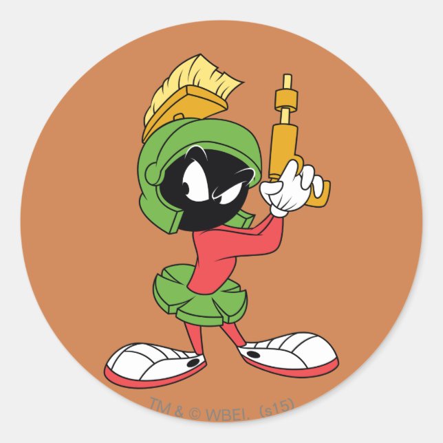 Adesivo Redondo MARVIN MARTIAN™ Pronto Com Laser (Frente)