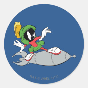 Adesivo Redondo MARVIN, MARTIAN™ Riding Rocket (Foguete itinerante