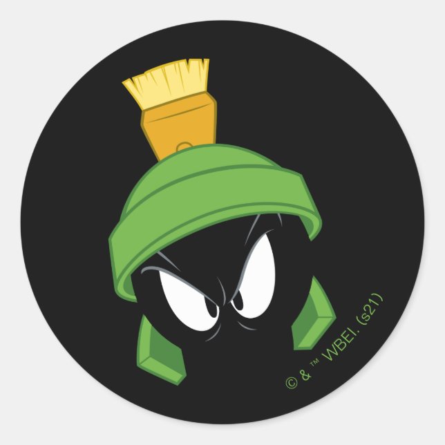 Adesivo Redondo MARVIN, O MARTIAN™ Angry Face (Frente)