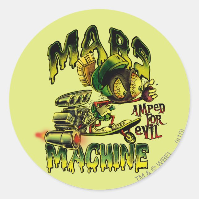 Adesivo Redondo MARVIN THE MARTIAN™ Mars Machine (Frente)