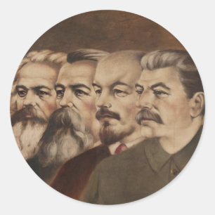 Adesivo Redondo Marx, Engels, Lenin e Stalin