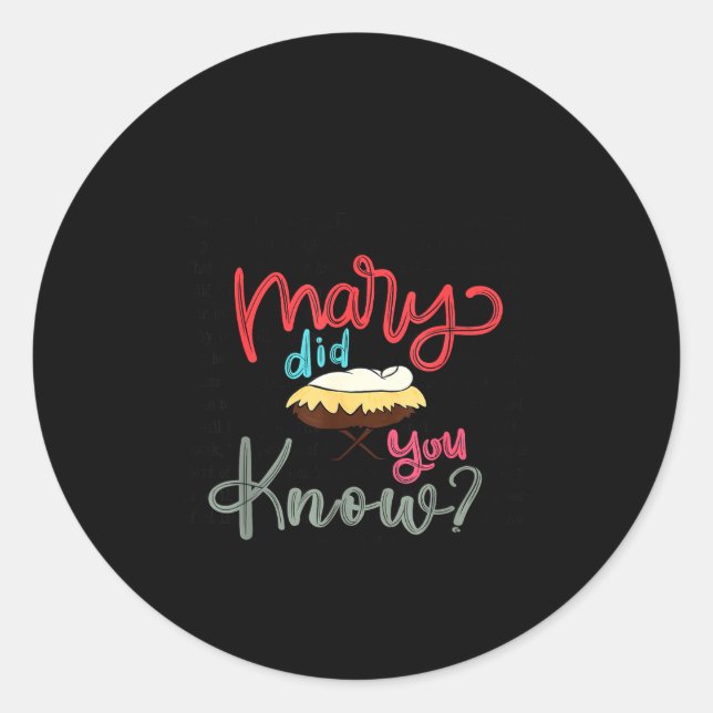 Adesivo Redondo Mary Did You Know Christian Bible Verse Christmas  (Frente)