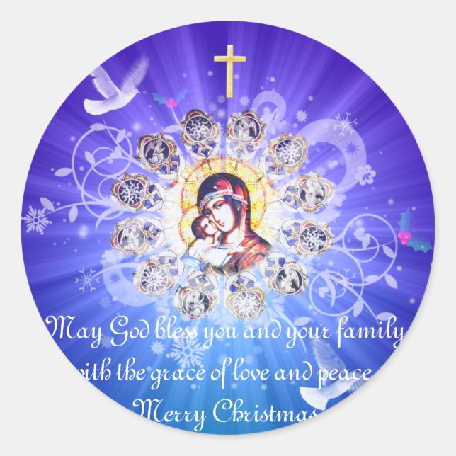 Adesivo Redondo Mary e Jesus (Frente)