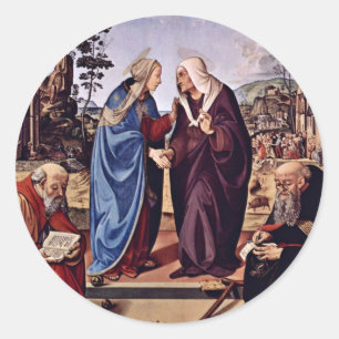 Adesivo Redondo Mary e St. Elizabeth São Nicolau e St. Anthon