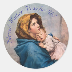 Adesivo Redondo Mary personalizável com Jesus Criança