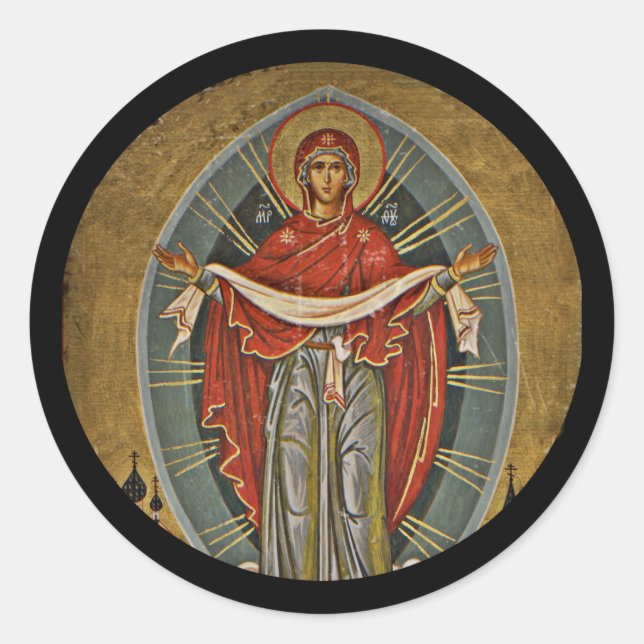 Adesivo Redondo Mary Protector Theotokos (Frente)
